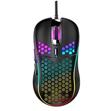 Black Honeycomb Wired Gaming Mouse RGB 7200 Adjustable DPI Ergonomic PC Mac