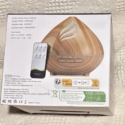 PureMist Aroma Diffuser 400mL Wood Grain Ultrasonic Humidifier LED Remote New