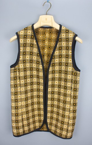 Vintage Welsh Tapestry Waistcoat 60s Woven Wool Mustard/Brown Size 36* Vest - Picture 9 of 22