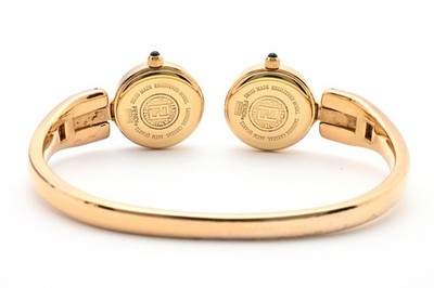 Vintage Near MINT FENDI 620L Dual Time Gold White Bangle Women's