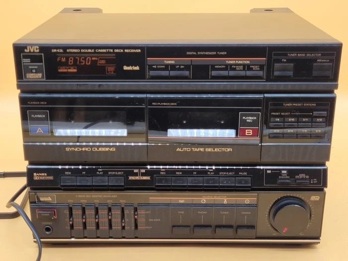 JVC DR-E2LBK Stereo Receiver Double Cassette Deck Digital Synthesizer Tuner HiFi - Bild 4 von 4