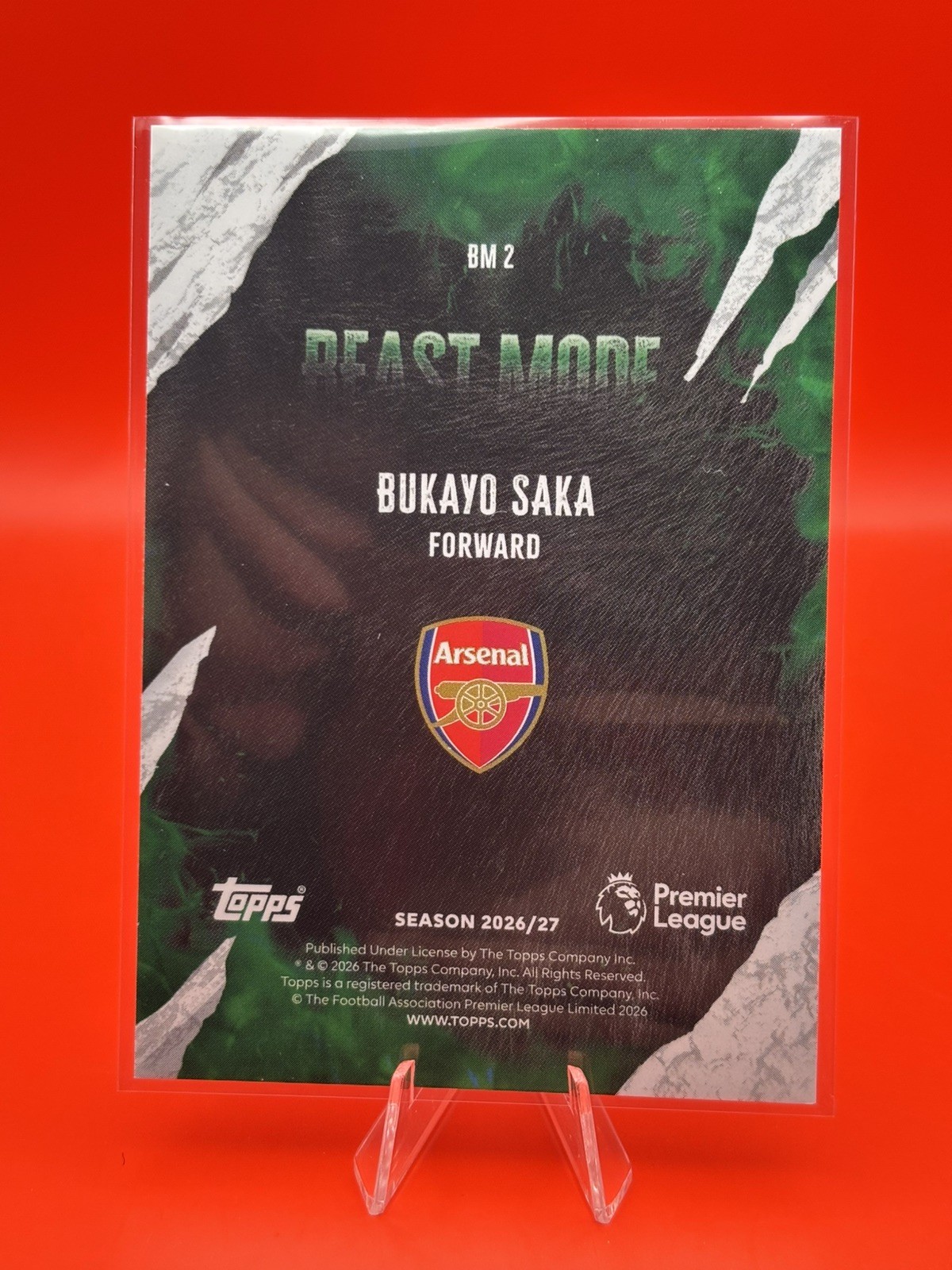Topps 2026/2027 Premier League Bukayo Saka Arsenal Beast Mode BM 2 view 2