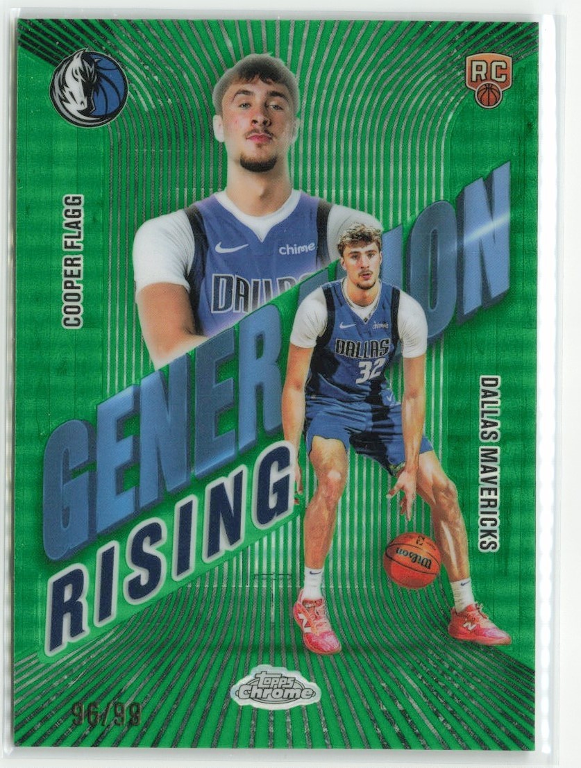 2025-26 Topps Chrome Cooper Flagg #GR-1 Generation Rising Green RC /99 Mavericks