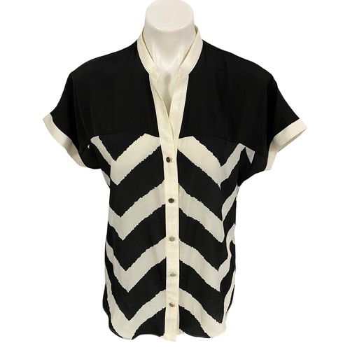 The Limited Top Damen Gr. Medium Chevron Shirt Chevron Arbeit Büro Kurzarm - Bild 8 von 13