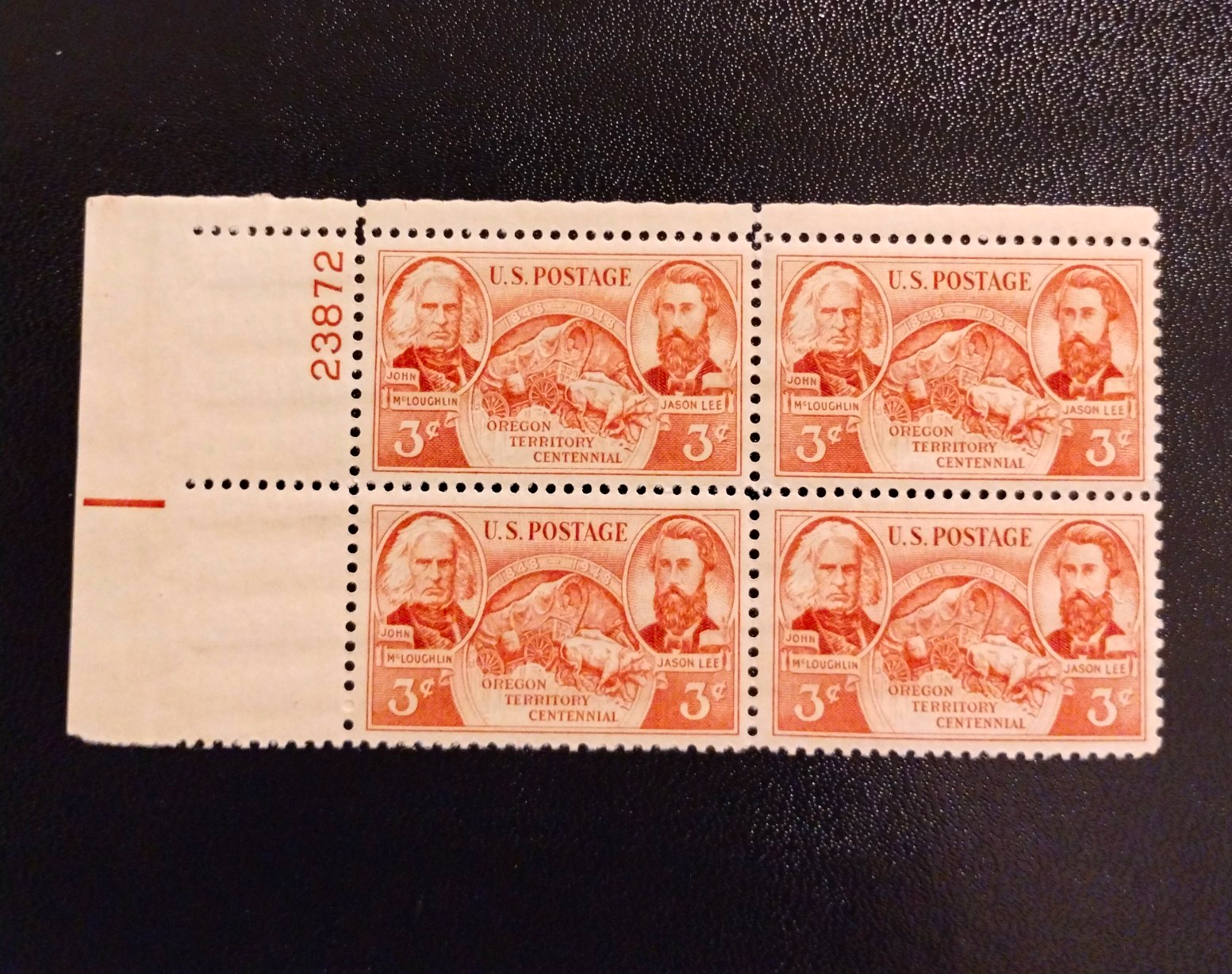 United States Oregon Territory Centennial 3¢ Plate Block of 4 MNH Ungraded