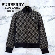 BURBERRY BLUE LABEL Jacket Black Nova Check Horse Embroidery M/Size 38 FJ ADA