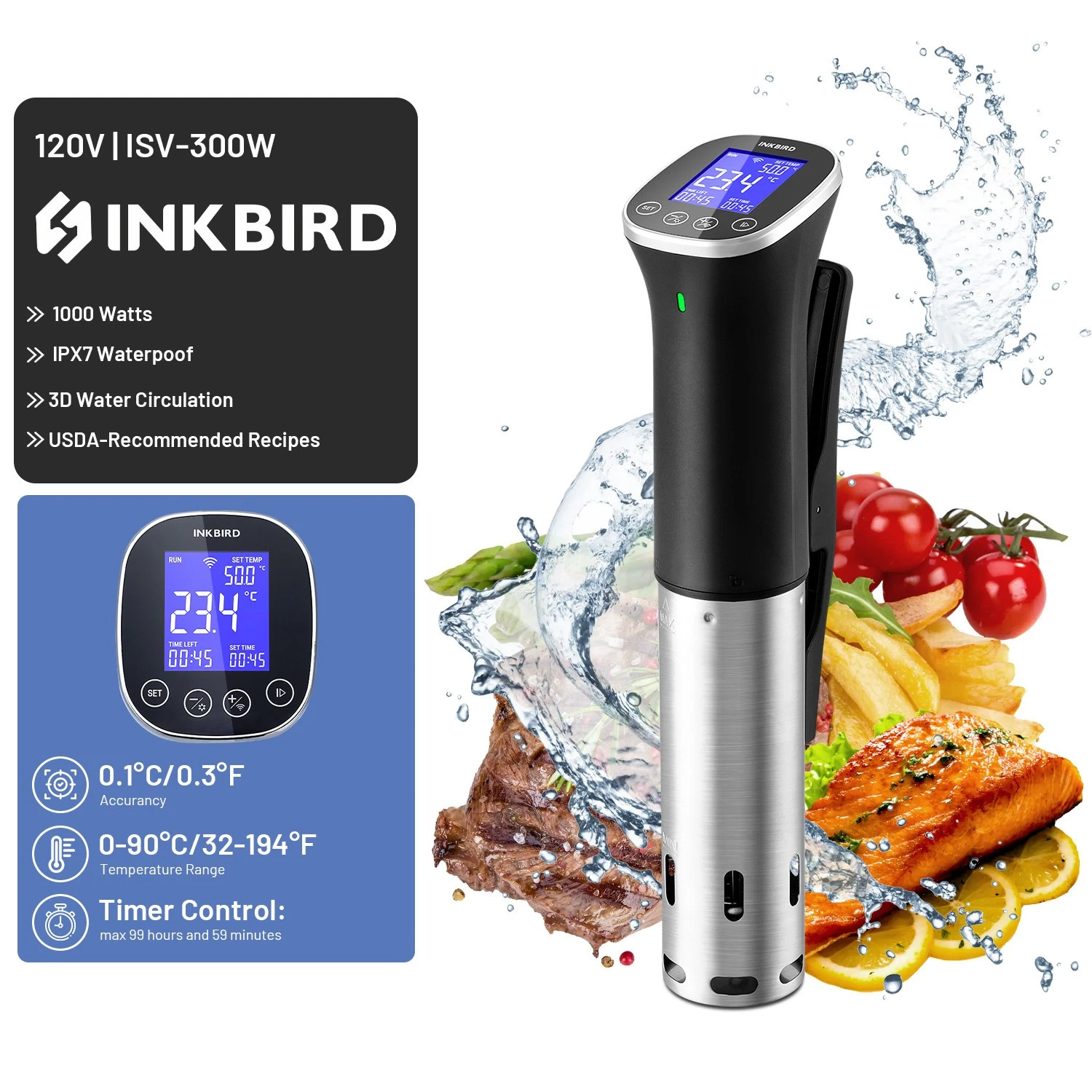 Inkbird 1000W Sous Vide Machine WiFi Precision Cooker Waterproof 0-90°C/32-194°F
Opens in a new wind