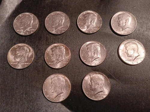 Silver Kennedy Half Dollar 10  1964 P Gem BU