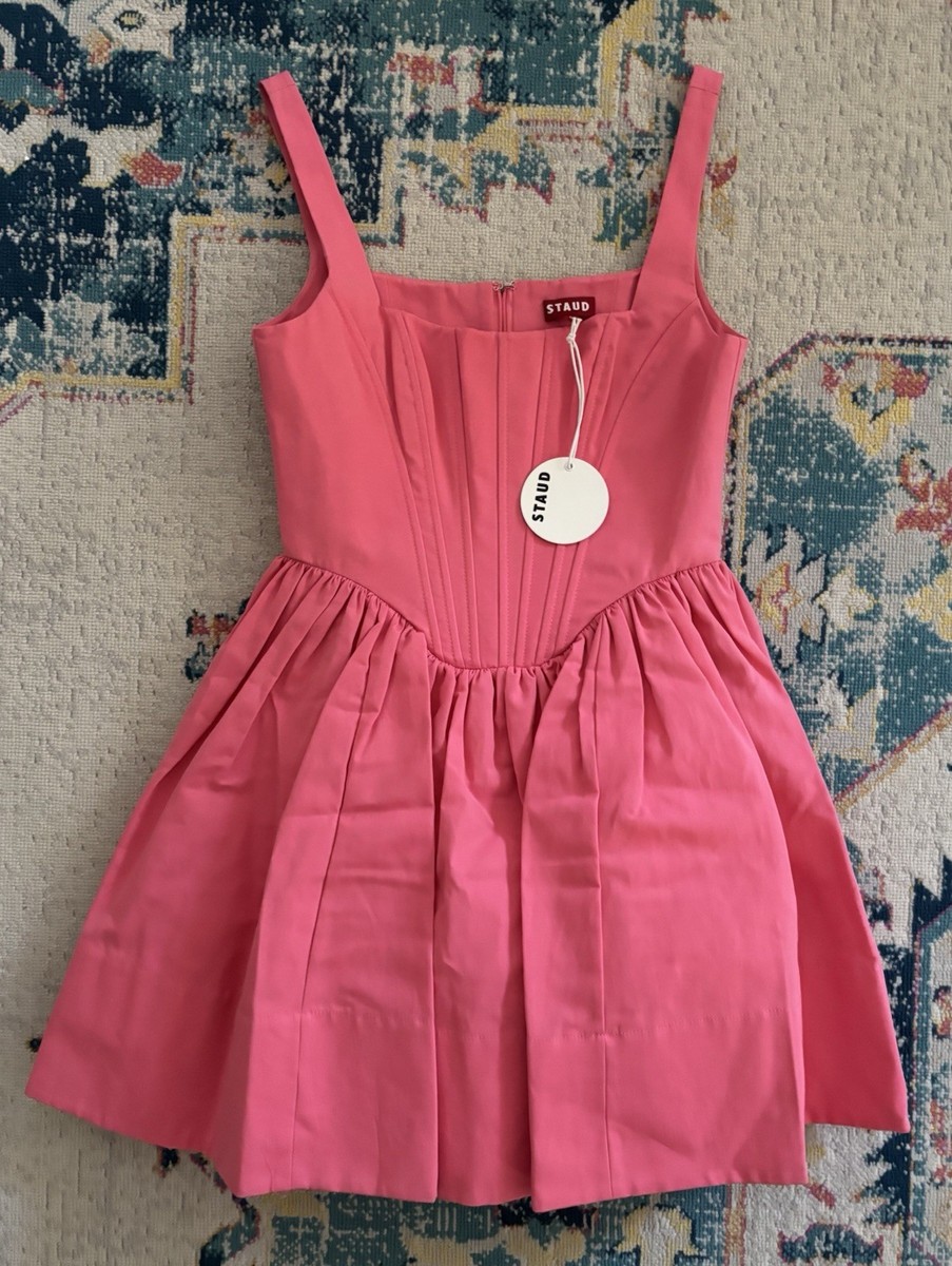 STAUD Womens LANDSCAPE Dress Corset Coral PINK SZ 6 #141-7785 NWT $495 RARE