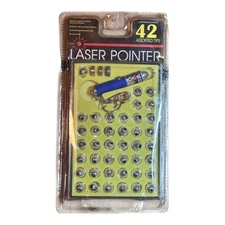 New Laser Pointer Key Chain 42 Interchangeable Tips Heads Blue Color w/Batteries
