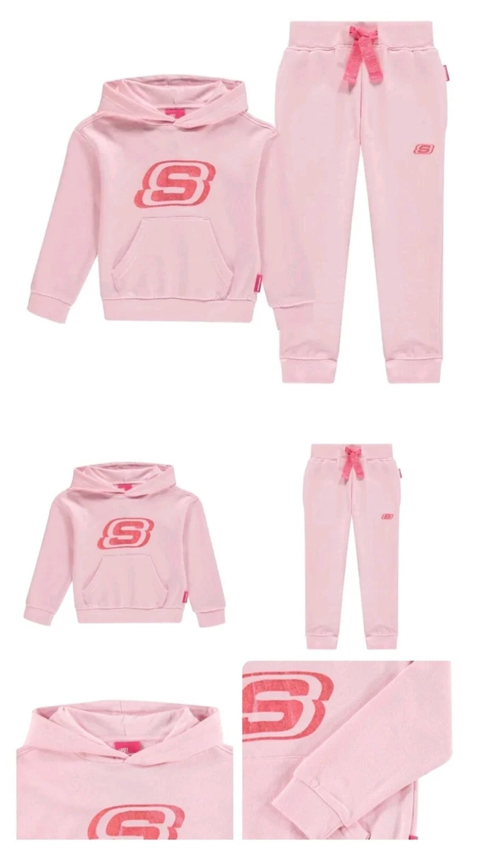 Skechers Pink Girls Glitter Logo Hoodie Hoody Bottoms 8 years NEW with Tags