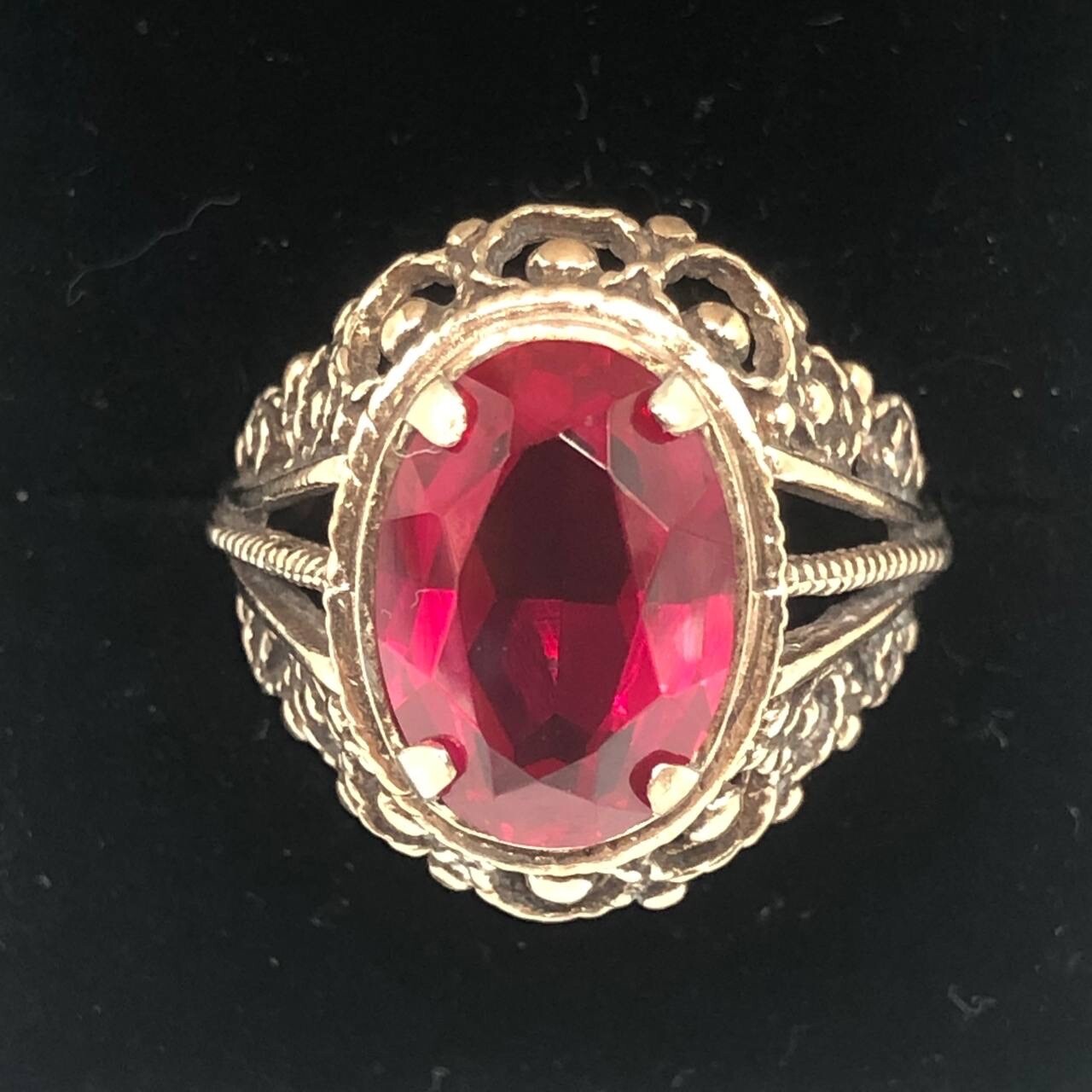 Vintage Gilding Soviet Ring Ruby Silver Size 9 us… - image 11