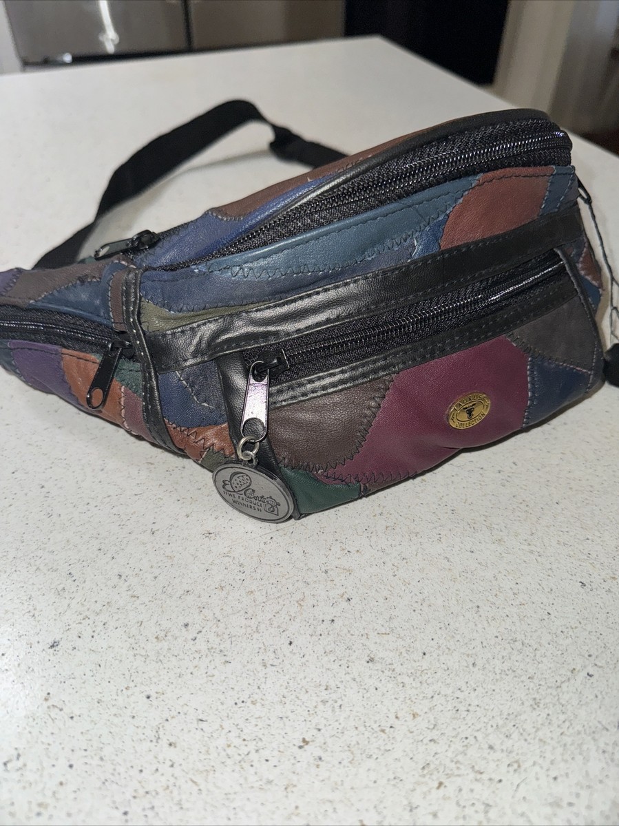 Vintage 80s Taurus Collection Leather Patchwork Fanny Pack
