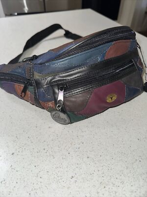 Vintage 80s Taurus Collection Leather Patchwork Fanny Pack