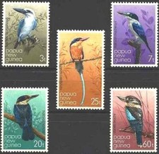 Timbres Oiseaux Papouasie - Nlle Guinée 401/405 ** - 80014FQ