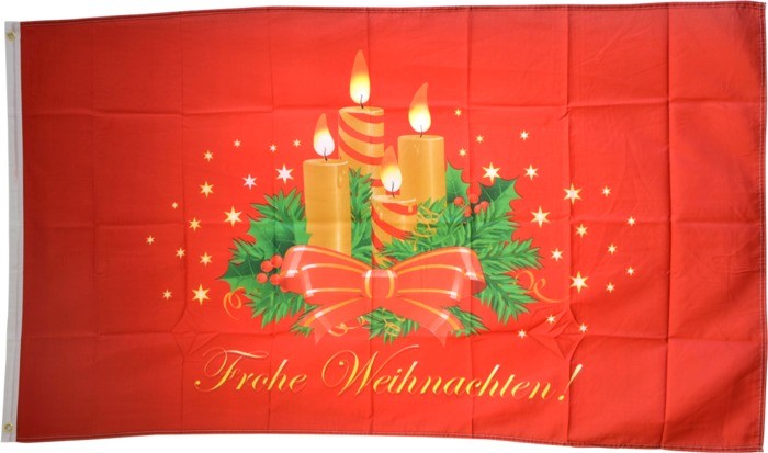 Fahne Frohe Weihnachten mit Adventskranz Flagge Hissflagge 90x150cm