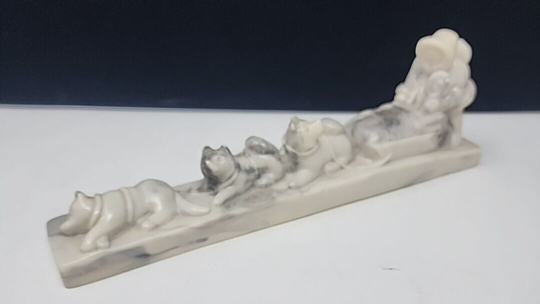Inuit MARBLECRAFT PEARLITE Adult Child Sled Dogs Sculpture Handcrafted Canada
