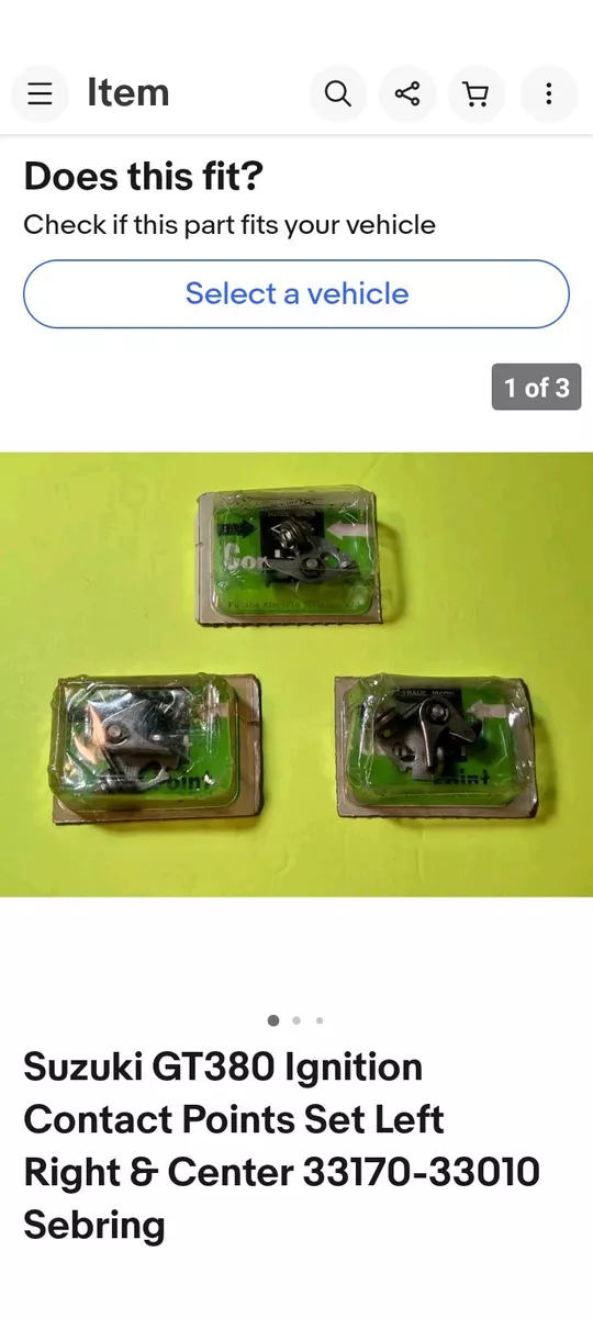 Suzuki GT380 Ignition Contact Points Set Left Right & Center 33170-33010. Nos