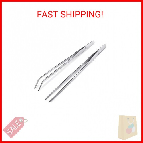 2Pcs Stainless Steel Reptile Feeding Long Tongs Tweezers for Reptile, Lizards, G