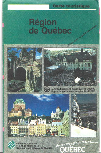 1979 CARTE TOURISTIQUE ET ROUTIÈRE DE LA VILLE DE QUÉBEC (88.9 & 76.2 CM)