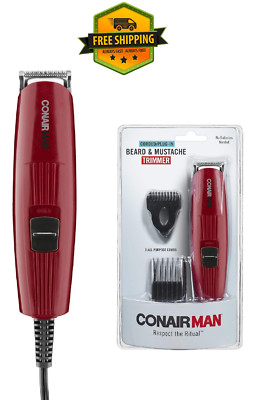 CONAIRMAN Men's Corded Plug-In Beard & Mustache Trimmer with 3 All ...