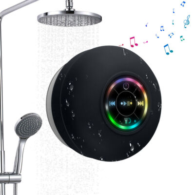 Waterproof Bluetooth Wireless Shower Speaker Bathroom Speaker LED Light Portable