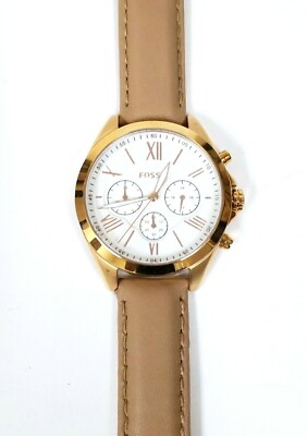 NEW FOSSIL COURIER ROSE GOLD TONE,TAN LEATHER BAND,CHRONOGRAPH WATCH BQ1751