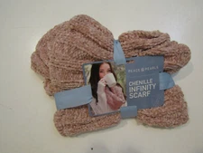 PEACE & PEARLS Rose Smoke Chenille Infinity Chunky Fashion Scarf NWT 