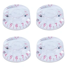 4x Acrylic Bass Guitar Knobs Volume Tone Control Knobs Transparent Red numbers