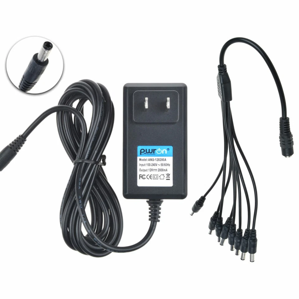 PwrON LOREX 12VDC 2A Security Camera Power Supply Adapter & 8 way Splitter Cable - Image 2 of 4