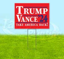 TAKE AMERICA BACK TRUMP VANCE 2024 18x24 Yard Sign Snipe Election YS00125
