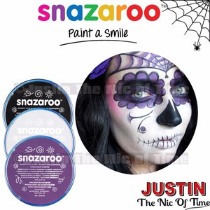 Snazaroo Face Body Paint Make Up Halloween Black White Day Of The