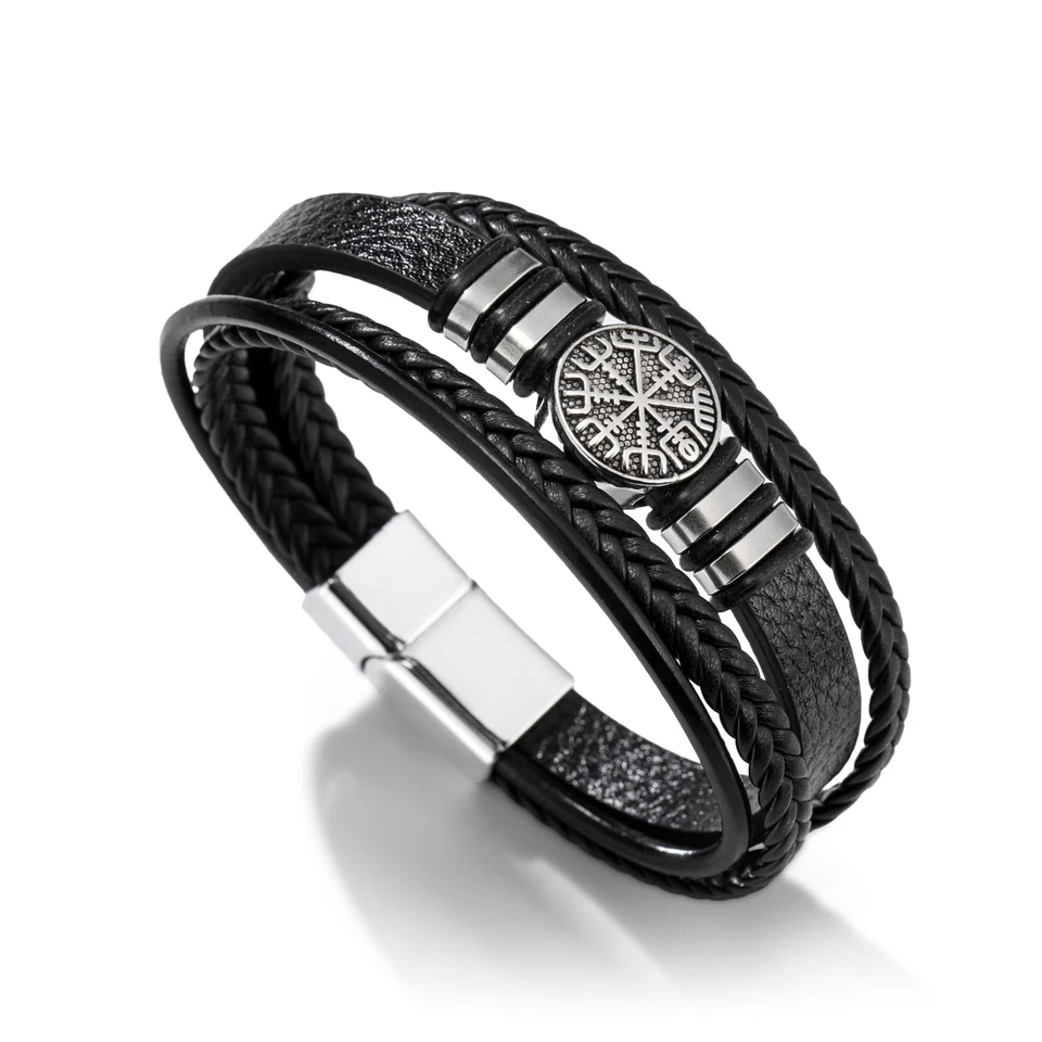 Viking Vegvisir Piraten Kompass Armbänder für Männer Norse Symbol Vintage Arm...