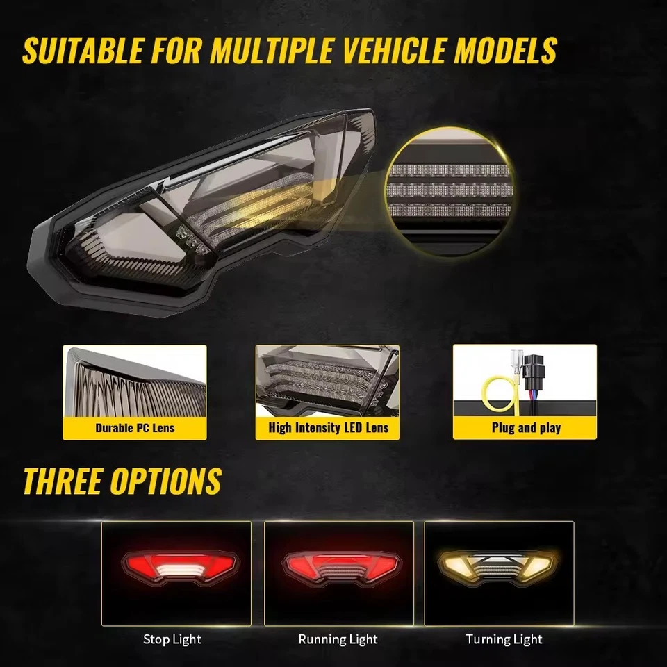 集成 LED 尾刹车灯转向信号适用于 YAMAHA FZ09 MT09 FJ09 FZ10 MT10  — 第 2/4 张图片