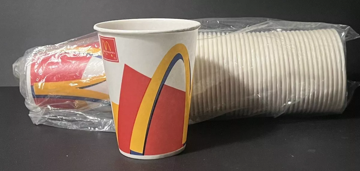Vintage 2001 Lot Of 46 McDonalds Logo Wax Paper Cups New Old Stock