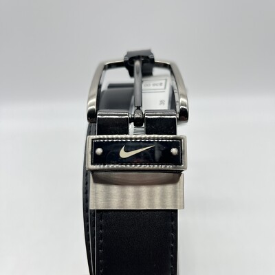 Nike Men's Reversible Leather Belt Black Brown Silver Black Buckle