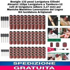 132pz Cilindri Abrasivi 120pz Levigatura a Tamburo x Lavorare Il Legno+12 rulli 