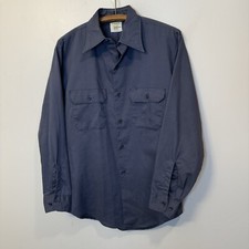 Vtg JCPenney Work Shirt Mens Large 70s Big Mac Long Sleeve Workwear Grey