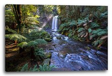 Lein-Wand-Bild Wasserfall Natur-Bilder Fluss wild Palmen Jungle Amazonas Wald Se