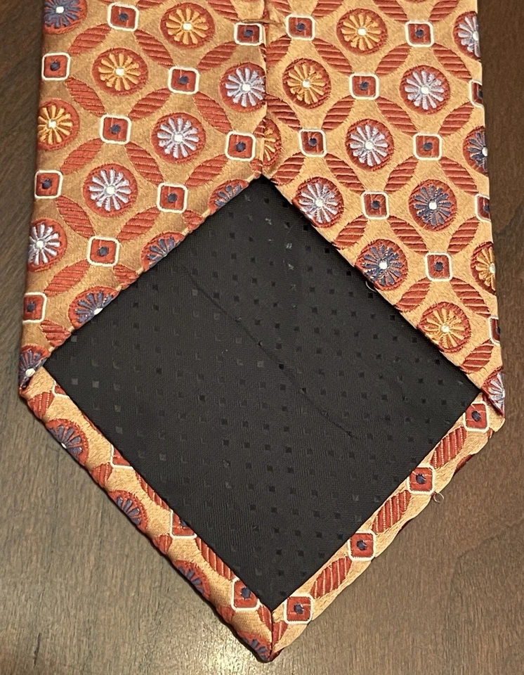 Haggar Orange Blue Hand Made 100% Silk Men’s Neck Tie Made In China - Image 2 of 4