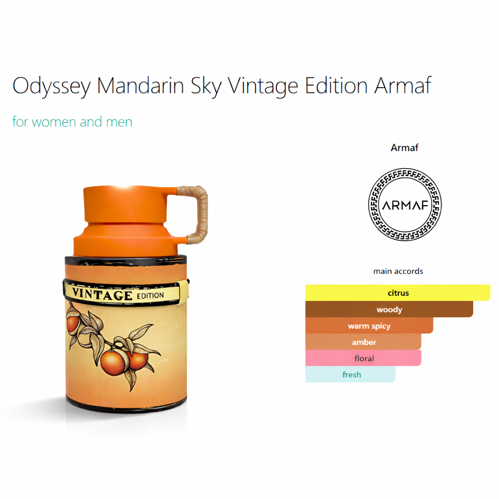 Armaf Odyssey Mandarin Sky Vintage Edition EDP 3.4oz 100ml Men New