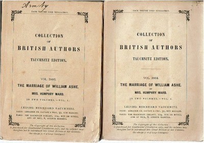 Mrs Humphry Ward, Mary Augusta Arnold Ward / WILLIAM ASHE HOCHZEIT 2 BÄNDE