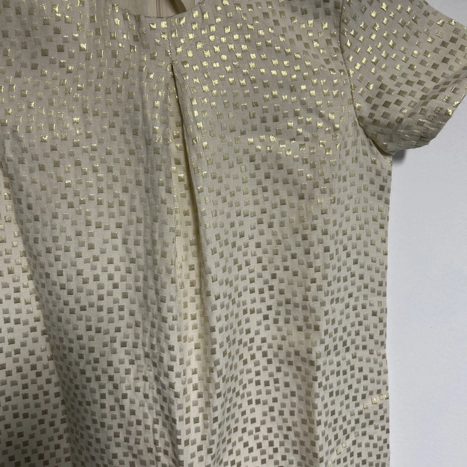 Gap Kids Girls XL Gold Metallic Front Pleat Dress Lined Holiday Zipper - Image 3 of 4