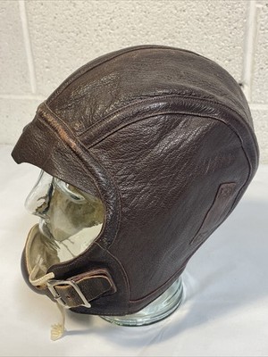 WW2 Era Leather Flight Helmet NAF 1092 7 3/8 USN Navy Flyers Pilot