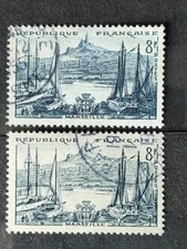 FRANCE 1955 n° 1037 MARSEILLE 2 timbres oblitérés NUANCES. Photos contractuelles
