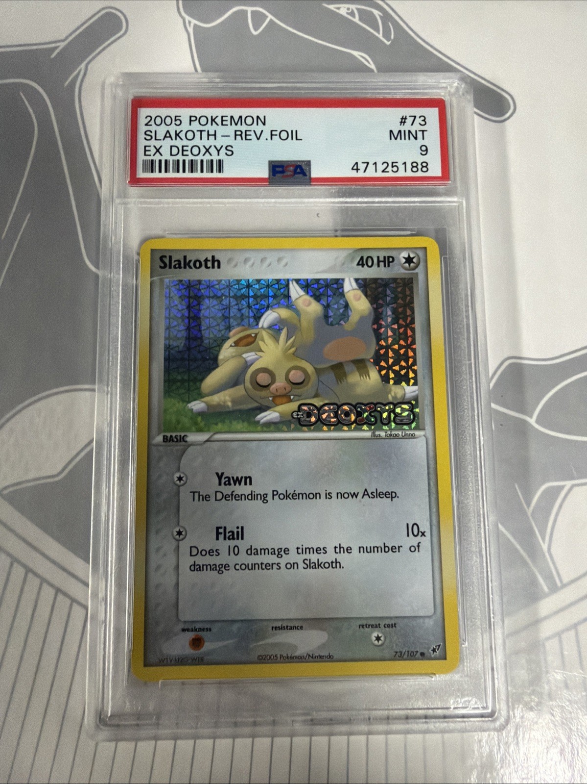 2005 POKEMON EX DEOXYS #73 SLAKOTH-REVERSE FOIL PSA 9 Mint
