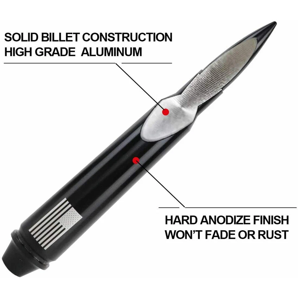 Radio mástil antena bala corta coche 50 Cal para Jeep Wrangler JK JL TJ 1997-2024 Foto 4 de 4