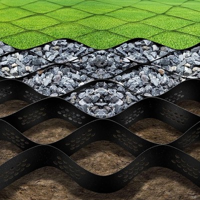 Kiesgitter Kiesmatten Geogitter Bodengitter Rasengitter 30 m² Landschaftsgest...