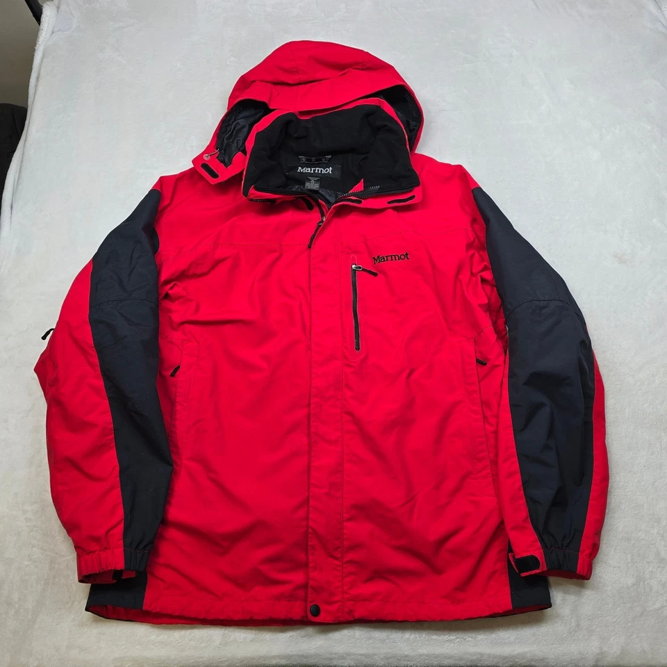 Chaqueta de esquí de nailon Marmot para hombre XL roja negra sistemas con capucha membrana snowboard Foto 2 de 4