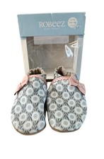 NWT Robeez Baby Girl Shoes 18-24 Months Wildflower And Pastel Pink Leather